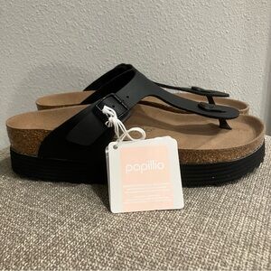 NEW Birkenstock Papillio Gizeh Black Platform Sandals Womens EU 39 US 9
